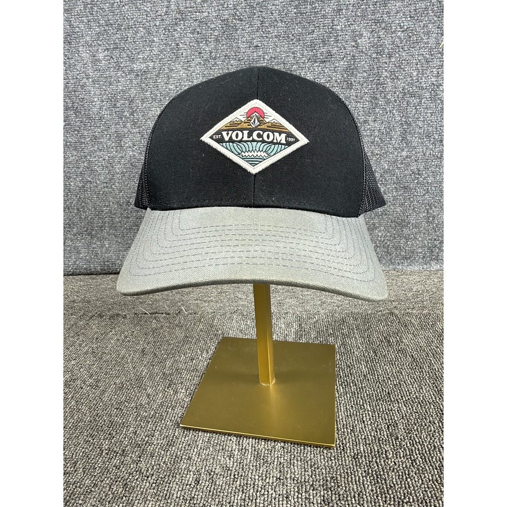 Volcom Hat Cap Snap Back Mens One Size Black Gray True To This Patch Trucker